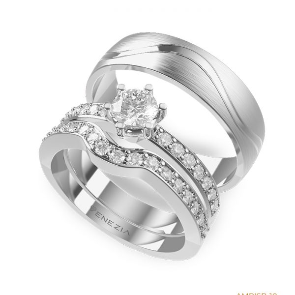Argollas y anillo de compromiso en plata